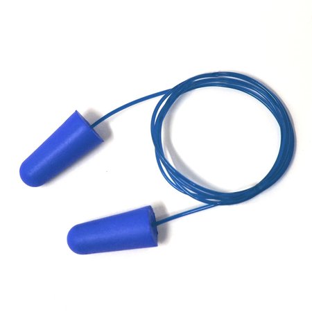 GENIUS PLUGZ Disposable Corded Ear Plugs, Bullet Shape, 33 DB, 100 Pairs, Metal Detectable, Blue PK C200B